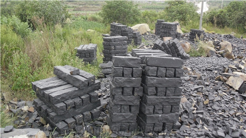 Zhangpu Black Basalt Side Stone, Cheap Black Basalt Kerbstone, China Black Basalt Curbstone Surface in All Sides Natural Split Finish