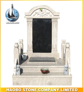 Black Granite Asian Style Headstones, Granite Pilished with Sculptures