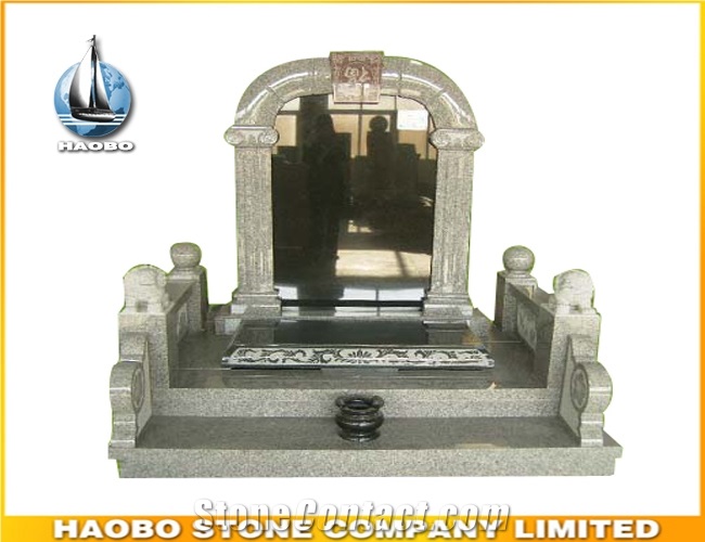 Black Granite Asian Style Headstones, Granite Pilished with Sculptures