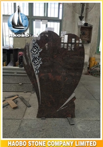 Black Granite Headstone Heart Shape Polished in Himalaya Sre