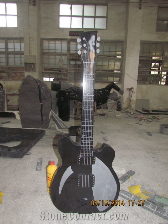 Black Granite Stone Made Guitar Artwork