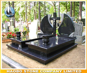 Black Granite Top Quality Full Cover Memorial Double Monument