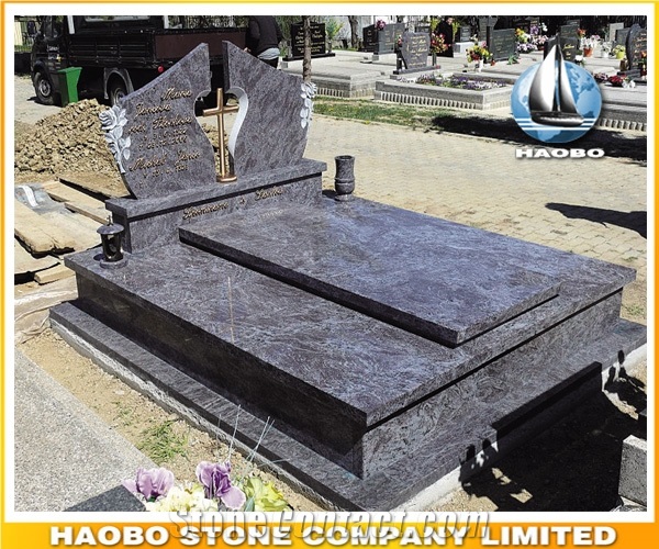 Black Granite Top Quality Full Cover Memorial Double Monument from
