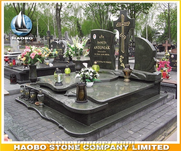 Black Granite Top Quality Full Cover Memorial Double Monument from
