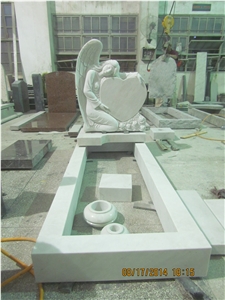 China Hunan White Marble Angel Tombstones