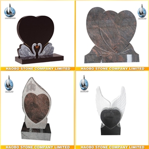 Custom Design Headstone for Sale, Multicolor Granite Heart Design Heart Monuments Wholesale