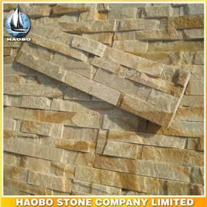 Exterior Wall Cladding Culture Stone Veneer, Yellow Slate Wall Cladding