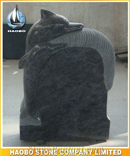 Granite Headstone Dolphin Design Upright Monument