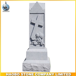 Gray Stone Obelisk Monument for Sale Cross Design