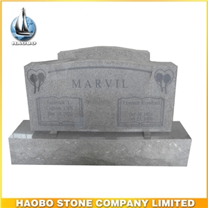Green Granite Upright Gravestone and Headstone Serp Top with Vase