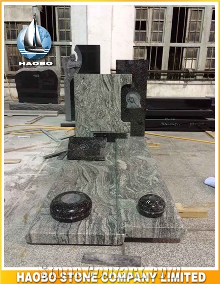 Hassen Green Granite Full Memorial Monument for Sale Kerb Set