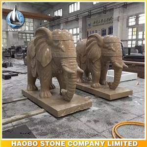 Marble Hand Carved Elephant Sculpture Home Decoration
