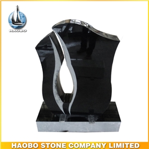 Modern Design Black Granite Headstone Customized Polished