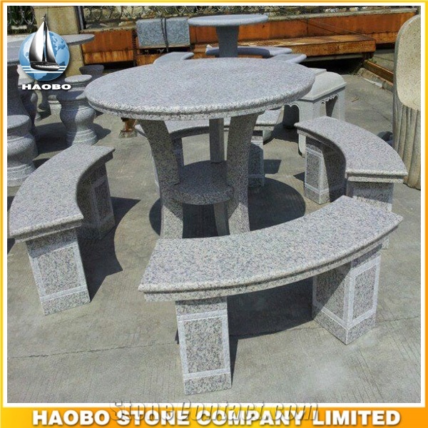 Outdoor Gray Granite Table and Chairs for Garden Decoration