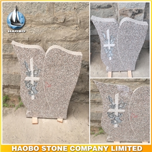 Pink Granite Upright Headstone for Sale Modern Shape