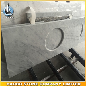 Polished Bullnose Cararra White Marble Undermount Vanity Top Single