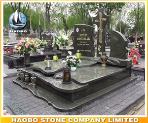 Quality Polished Lilac Granite Tombstone with Cross Full Cover Memorial Double