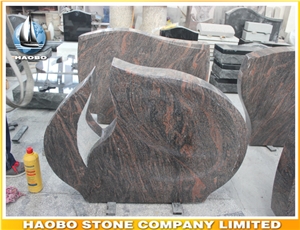 Red Granite Modern Shape American Style Upright Headstones for Sale Himalaya Sre