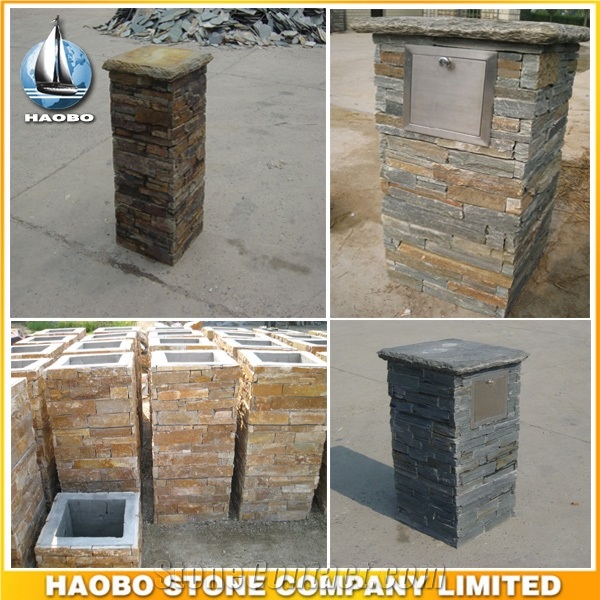 Slate Exterior and Interior Wholesale Cultured Stone Gate Post