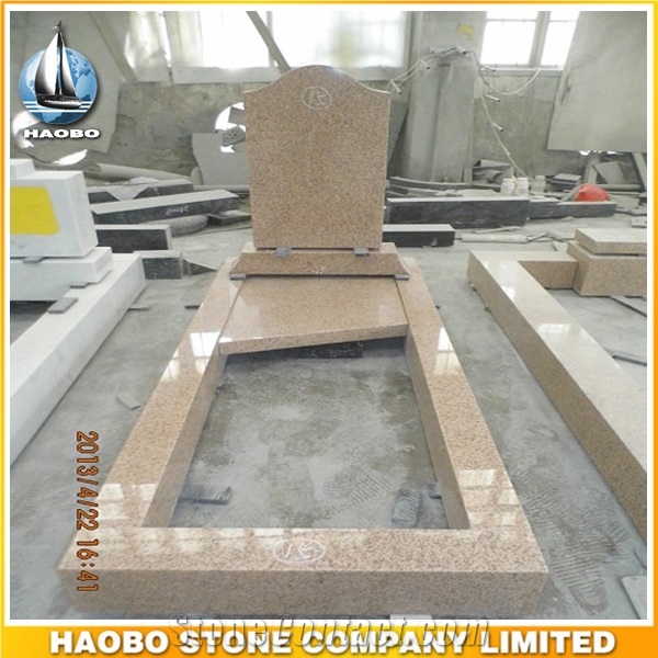 Traditional Tombstone Made Of Yellow Color Granite for Sale