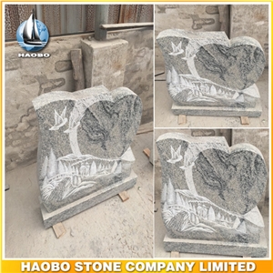 Unique Shape Grey Granite Upright Headstone