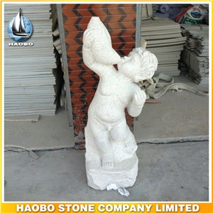 White Granite Sculptures, Hand Carved Child Carvings Home Decorations