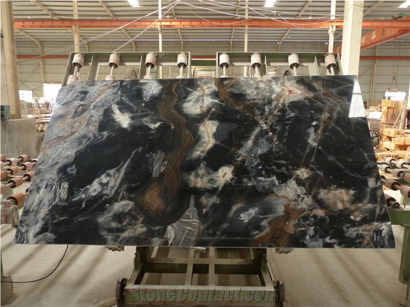 Smoky Black Marble Slabs & Tiles, Black Marble a Grade Materials