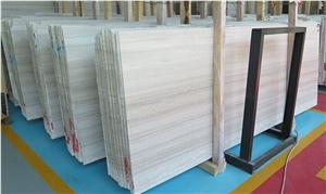 White Wood Marble Slab, Wooden White Slab a Grade Marble Cut to Size