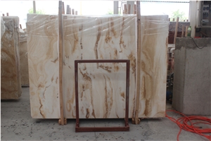 Wooden White Onyx Polished White Wood Onyx Slab for Interior Deco