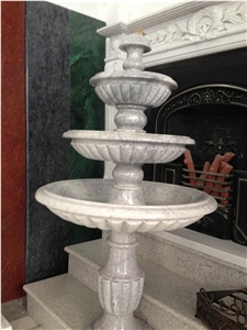 China Factory Natural Stone White Three Layer Fountain,Carved Exterior Fountain,Garden Fountains,Manufacturer