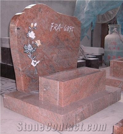 China Factory Red Granite Carved Monument and Tombstone,Gravestone,Head Stone,French Style Monument,Wholesaler-Xiamen Songjia