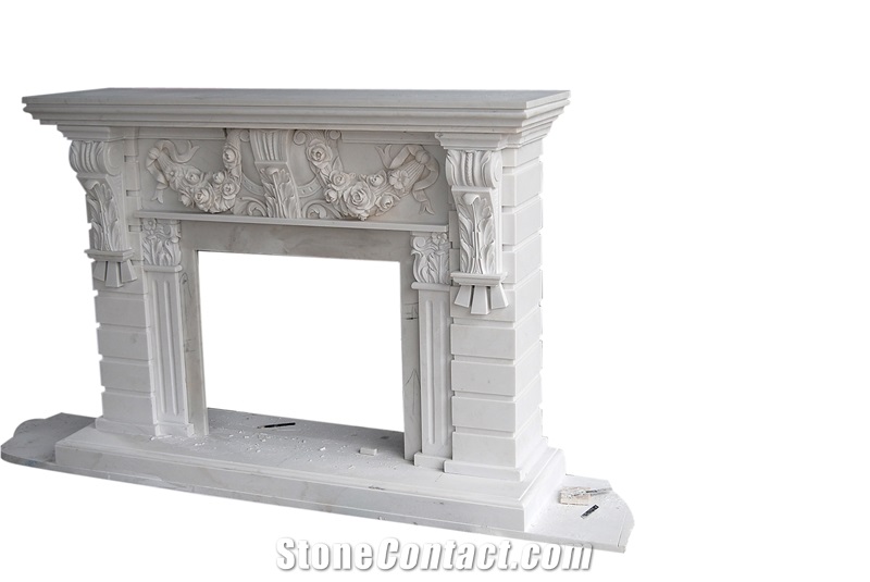 China Factory White Marble Carving Fireplace for Inner Fireplace Sets,Wholesaler-Xiamen Songjia