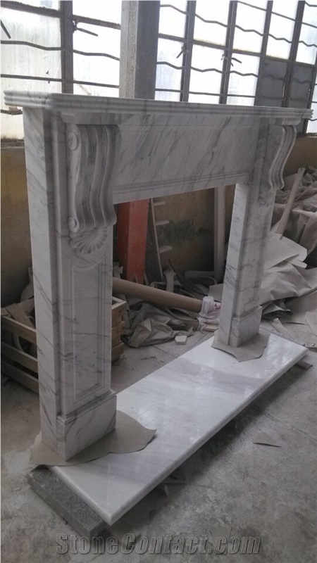 China Factory White Volakas Marble Fireplace for Inner Fireplace Sets,Wholesaler-Xiamen Songjia