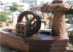 Garden Fountain,Yellow Granite Garden Fountain,Garden Water Fountain,Beige Stone Water Fountain,Yellow Fountain, Exterior Fountain,Outdoor Fountains,Foutain Decoration