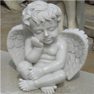 Guangxi White Marble Sculpture Handcarved Cherub Angel Sculptures Angel Child Statues,Human Sculptures,Statues,Head Statues,Handvarved Sulptures,
