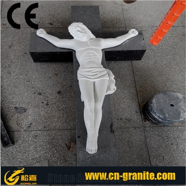 Guangxi White Marble Sculpture, Jesus Christ Cross Tombstone Statues,China White Marble Sculpture,Human Sculptures,Statues,Handcarved Sculpture,Western Statues,