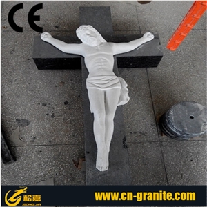 Guangxi White Marble Sculpture, Jesus Christ Cross Tombstone Statues,China White Marble Sculpture,Human Sculptures,Statues,Handcarved Sculpture,Western Statues,