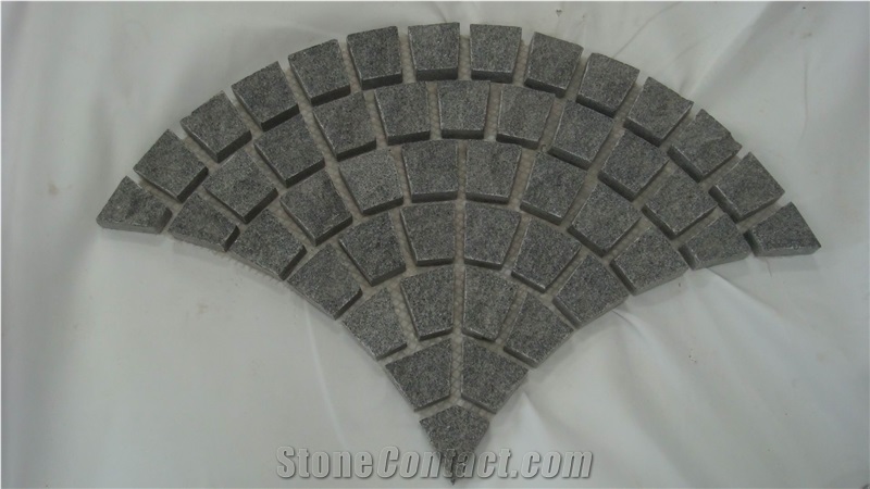 Machine Cut Edge/Natural Cut Edge China Grey Granite Cube Stone,Grey Sector Pavers,Blind Paving Stone,Walk Pavers