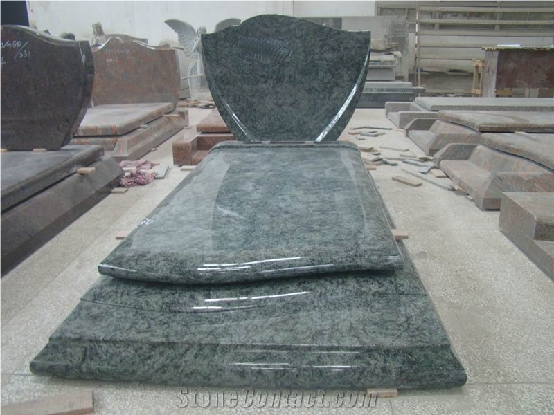 Olive Green Granite Monument and Tombstone,French Style Monument,Wholesaler-Xiamen Songjia