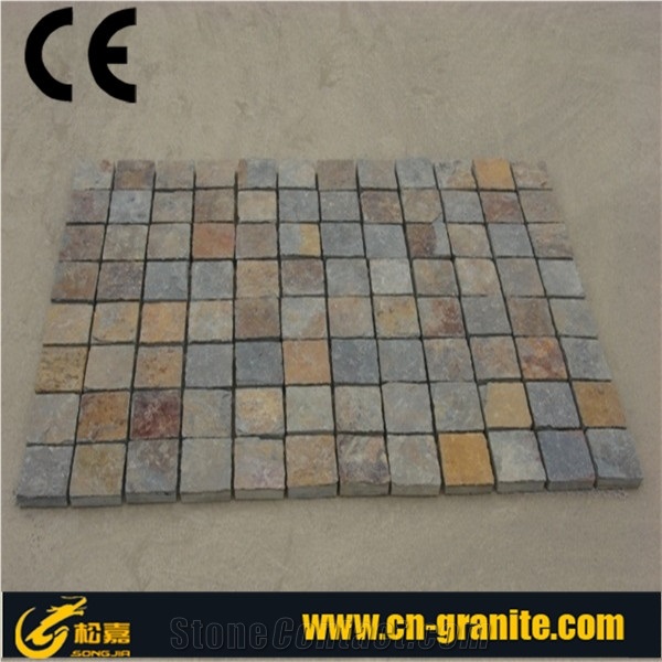 Rustic Cube Stone,Slate Cube Stone,Multicolor Cubestone,Cobble Stone,Floor Covering,Exterior Pattern,Garden Stepping Pavements,Courtyard Pavers,Walkway Pavers,Driveway Paving Stone,
