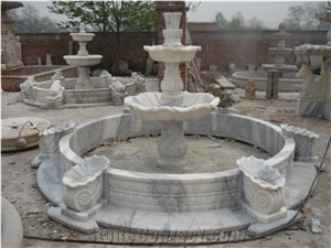 White Marble Sculptured Water Fountain,Garden Fountains,Stone Fountain,Chinese Marble Fountain,Water Foutain