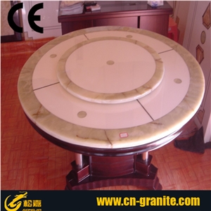 Yellow Marble Dinner Table,Interior Stone Table and Chairs,Table Sets,Yellow Marble Stone Tables
