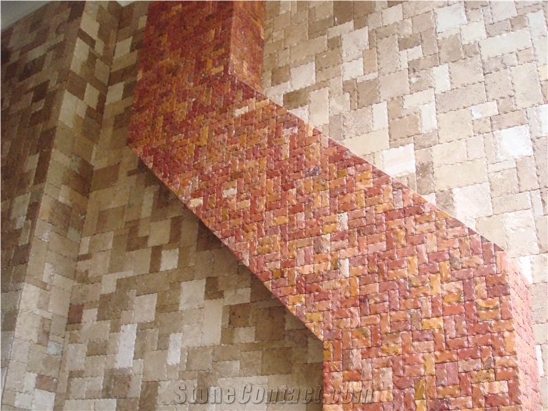 Red Travertine Mosaic Pattern