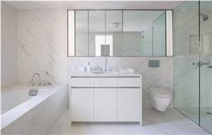 Bianco Carrara C Marble Custom Bathroom Design, White Marble Bath Design Italy