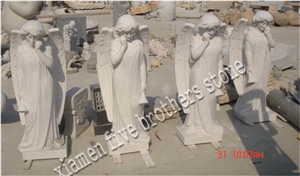 Angle Sculpture Figure Sculpture Lady Angel, White Granite Sculpture & Statue