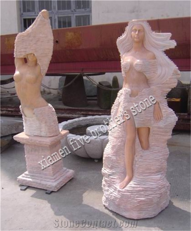 Figure Sculpture Stone Statues, Pink Granite Sculpture & Statue