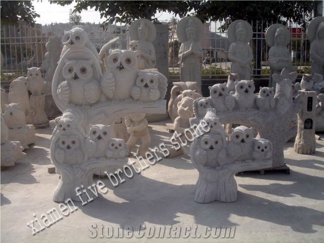 Natural White Granite Garden Stone Anmal Carving with Eagle Shape