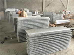New G603 Polished Granite Steps & Risers,Jiangxi G603 Padang Crystal Granite,Sesame White Granite,Crystal Grey Granite,Light Grey Granite Stairs