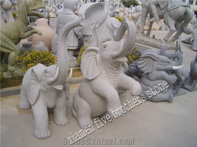 White Granite Garden Sculpture Elephant Animal Carving