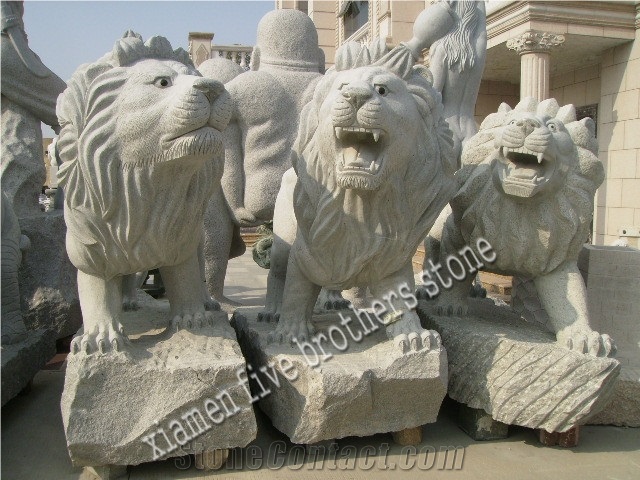 White Granite Granite Lion Statue Stone Sculpture Marble Sculpture